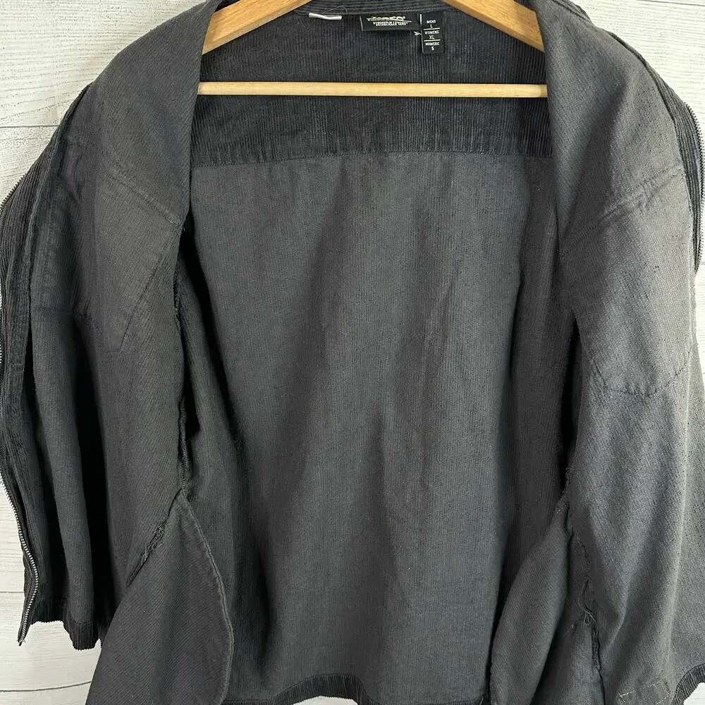 Wesc Mens size Large Womens XL Unisex Corduroy Shirt Jacket Black Cotton Zip Up